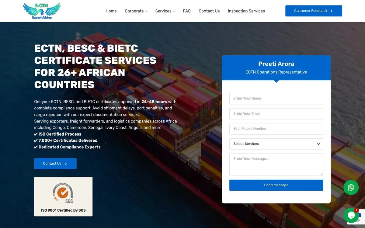 CTNSTA Shipping website homepage designed by GotechDigi