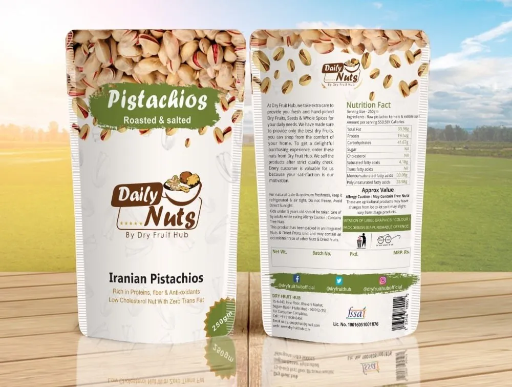 Daily Nuts Pistachio Pouch packaging and label design by GotechDigi