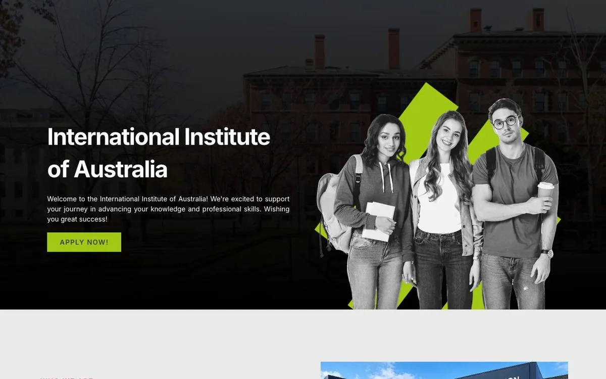 International Institute of Australia website homepage designed by GotechDigi