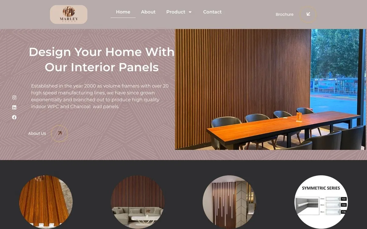 Marley Decor website homepage designed by GotechDigi