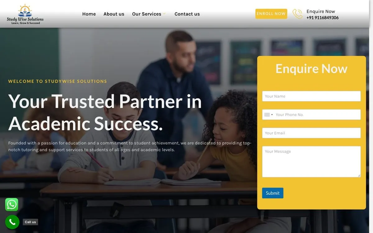 Studywise Solutions website homepage designed by GotechDigi