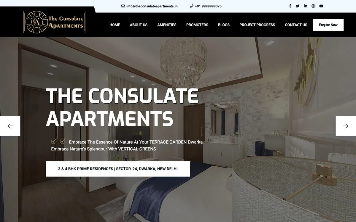 The Consulate Apartments website homepage designed by GotechDigi