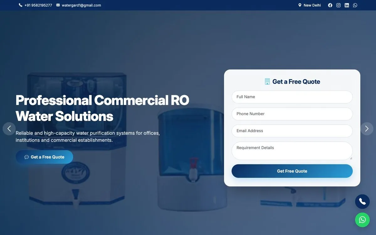 Watergard website homepage designed by GotechDigi